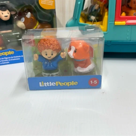 Fisher-Price Teal Play School Bus with Little People Figures - Picture 2 of 4